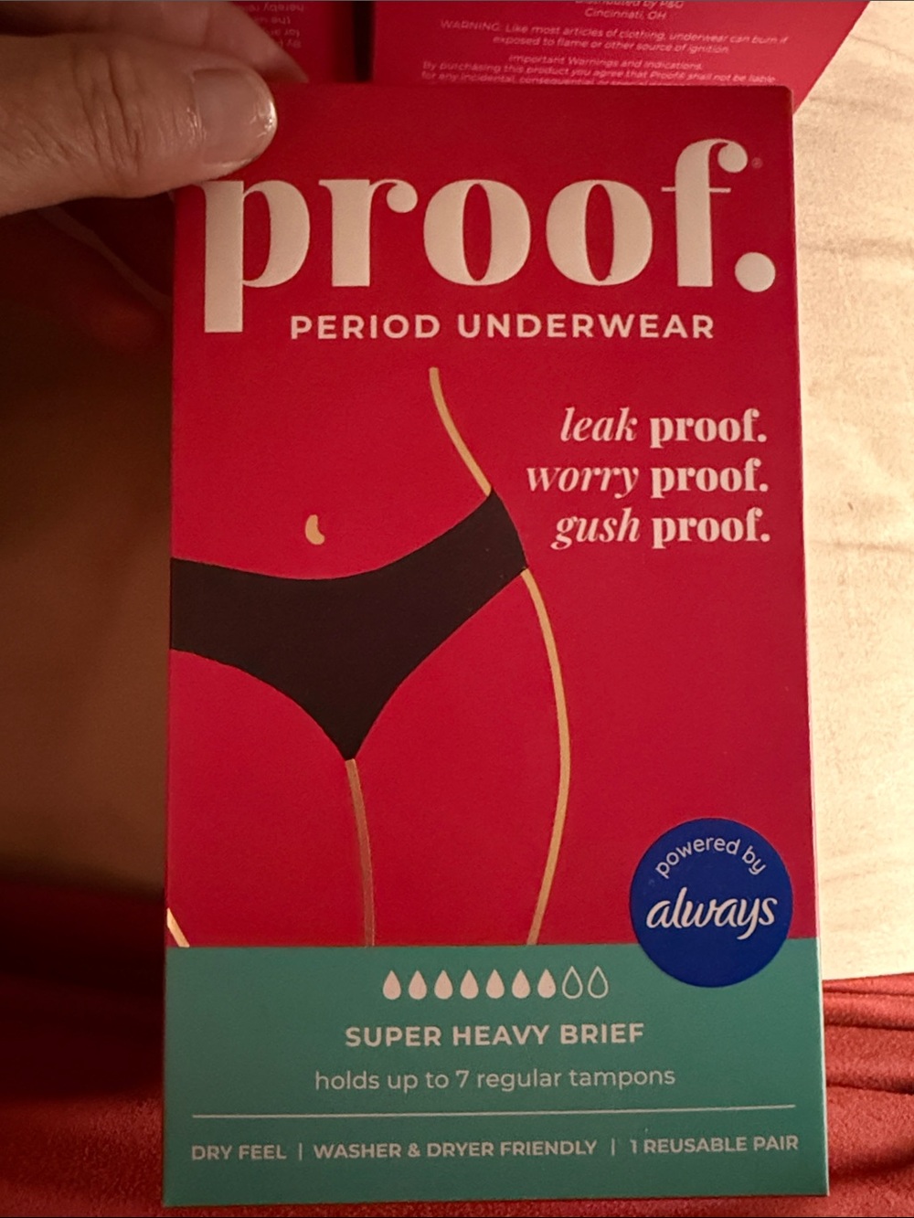 Proof. Period Underwear Super Heavy Brief Black NEW Bin 9